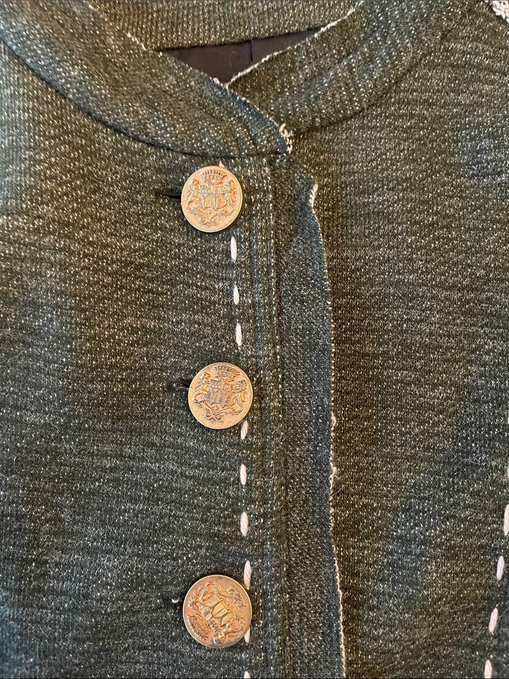 Nick & Mo Dark Gray Embroidered Floral Button-Front Coat - Picture 4 of 6